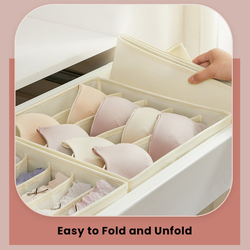 Set of 8 Beige Drawer Organisers for Underwear and Socks Ideal for Wardrobes by Songmics