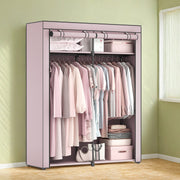 Portable Fabric Wardrobe with Clothes Rail and Dustproof Cover for Bedroom Storage by Songmics