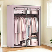 Portable Fabric Wardrobe with Clothes Rail and Dustproof Cover for Bedroom Storage by Songmics