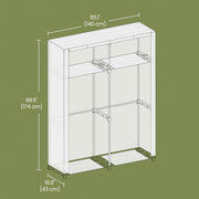 Portable Fabric Wardrobe with Clothes Rail and Dustproof Cover for Bedroom Storage by Songmics