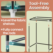 Portable Fabric Wardrobe with 2 Hanging Rails for Bedroom or Storage by Songmics