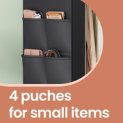 Portable Fabric Wardrobe with 2 Hanging Rails for Bedroom or Storage by Songmics