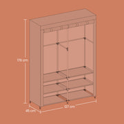Portable Fabric Wardrobe with 2 Hanging Rails for Bedroom or Storage by Songmics