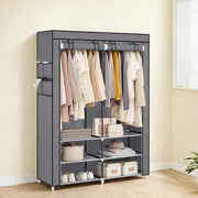 Portable Fabric Clothes Wardrobe with 2 Hanging Rails for Bedroom Storage by Songmics