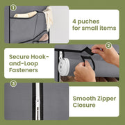 Portable Fabric Clothes Wardrobe with 2 Hanging Rails for Bedroom Storage by Songmics