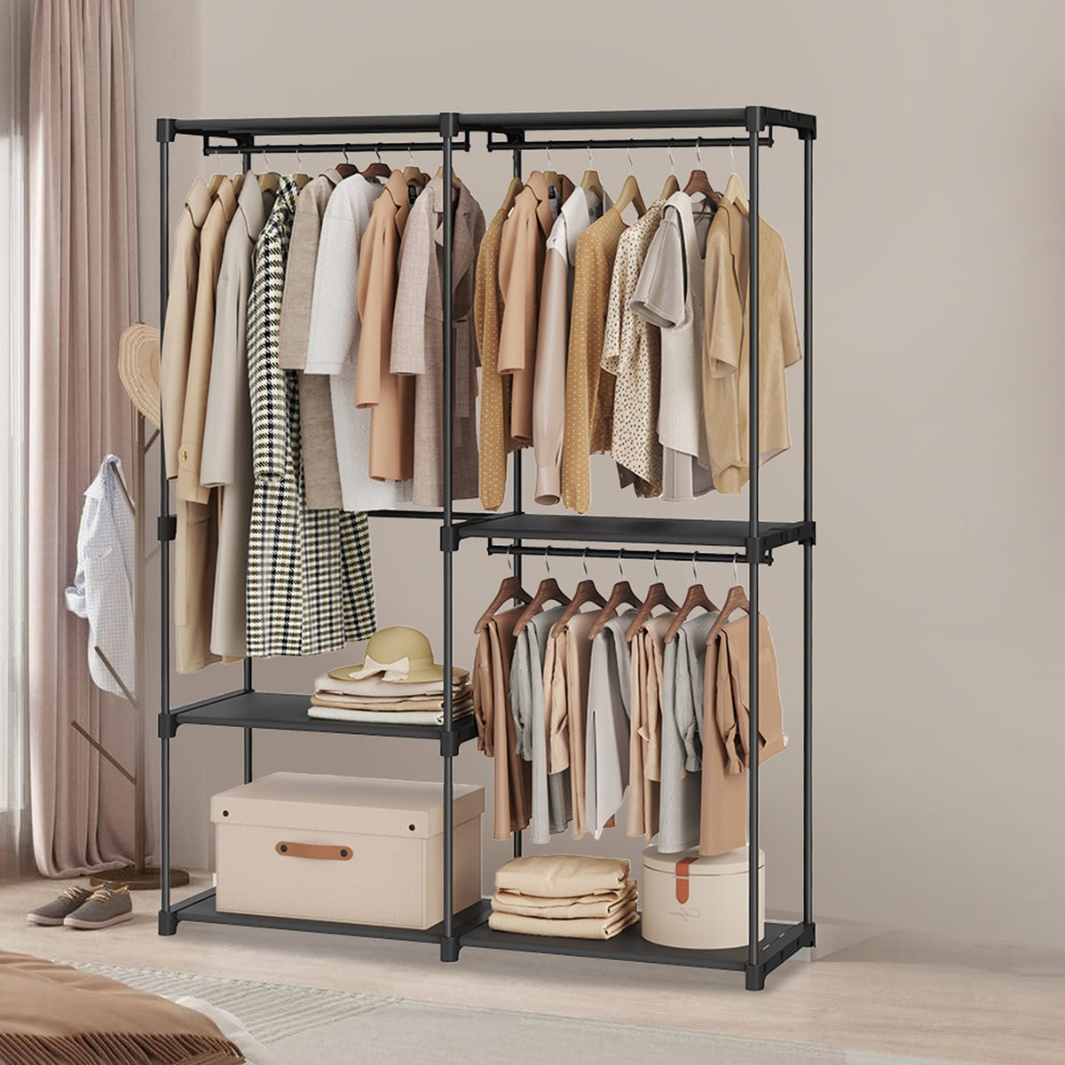 Songmics Freestanding Portable Wardrobe With Shelves & Rail | Opal Retail