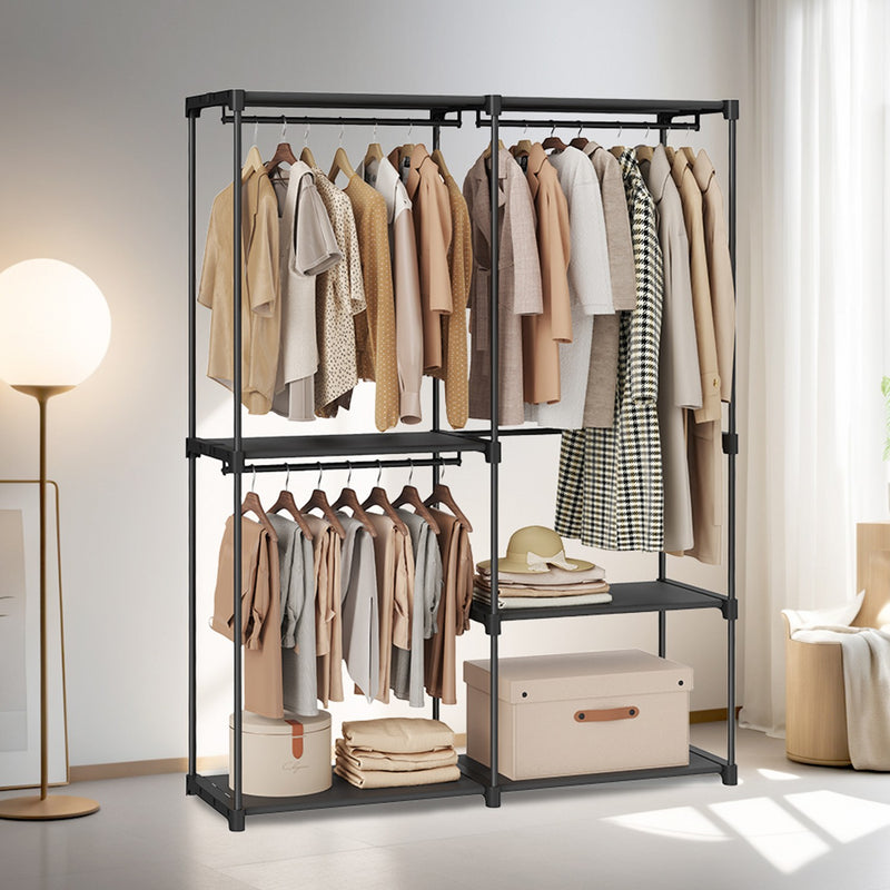 Freestanding Portable Wardrobe with Shelves and Clothes Rail for Bedroom Storage by Songmics