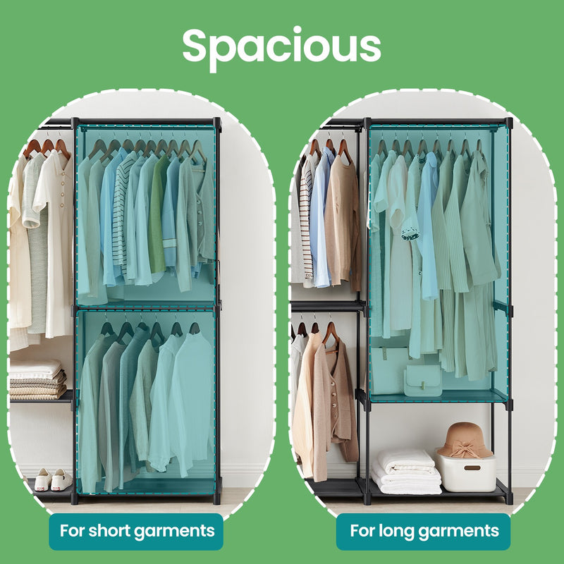 Freestanding Portable Wardrobe with Shelves and Clothes Rail for Bedroom Storage by Songmics