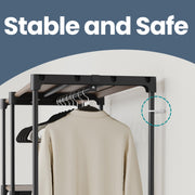 Freestanding Foldable Wardrobe with Clothes Rails and Open Storage in Taupe by Songmics