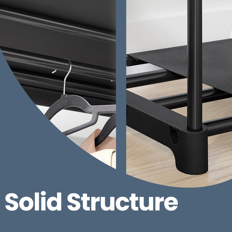 Freestanding Foldable Wardrobe with Clothes Rails and Open Storage in Taupe by Songmics