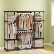 Portable Clothes Wardrobe and Hanging Rack with Shelves for Bedroom Storage by Songmics