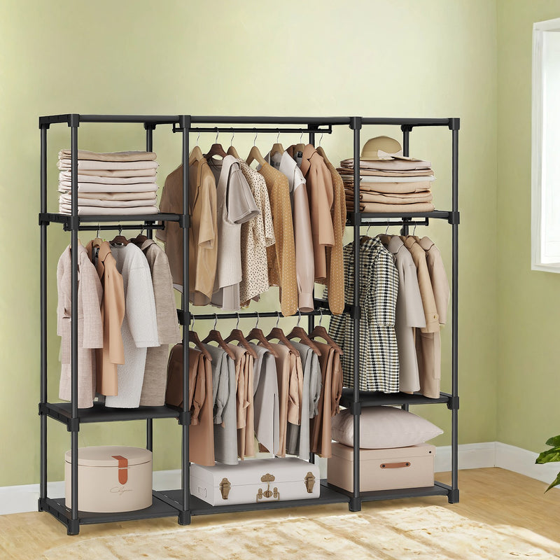 Portable Clothes Wardrobe and Hanging Rack with Shelves for Bedroom Storage by Songmics