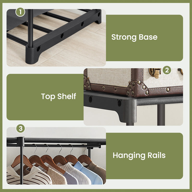 Portable Clothes Wardrobe and Hanging Rack with Shelves for Bedroom Storage by Songmics