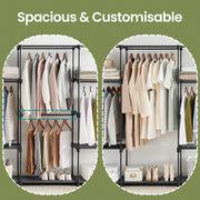 Portable Clothes Wardrobe and Hanging Rack with Shelves for Bedroom Storage by Songmics