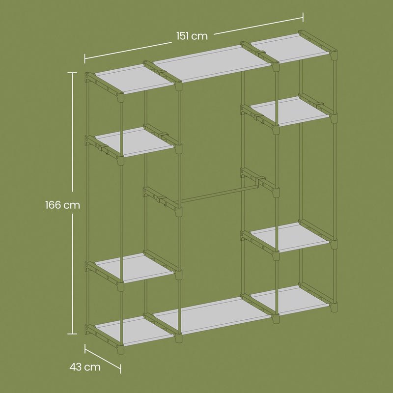 Portable Clothes Wardrobe and Hanging Rack with Shelves for Bedroom Storage by Songmics