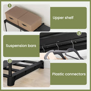 Freestanding Fabric Wardrobe with Hanging Rails and Shelves for Bedroom Storage by Songmics