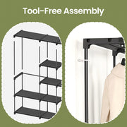 Freestanding Fabric Wardrobe with Hanging Rails and Shelves for Bedroom Storage by Songmics