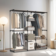 Freestanding Fabric Wardrobe with Hanging Rails and Shelves for Bedroom Storage by Songmics