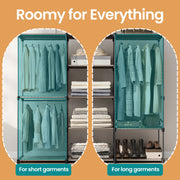 Freestanding Fabric Wardrobe with Hanging Rails and Shelves for Bedroom Storage by Songmics