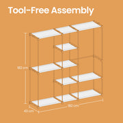 Freestanding Fabric Wardrobe with Hanging Rails and Shelves for Bedroom Storage by Songmics