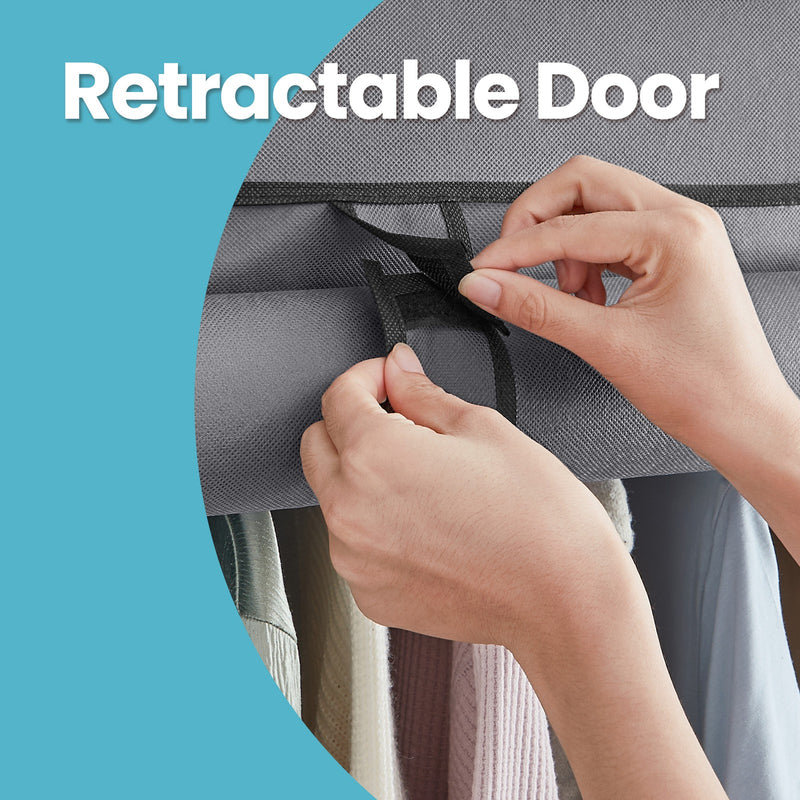 Grey Portable Wardrobe with 6 Shelves and Hanging Rail Non-Woven Fabric by Songmics