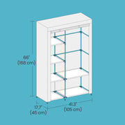 Grey Portable Wardrobe with 6 Shelves and Hanging Rail Non-Woven Fabric by Songmics