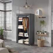 Portable Fabric Wardrobe Closet with Hanging Rail and Shelves for Bedroom Storage by Songmics