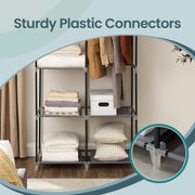 Portable Fabric Wardrobe Closet with Hanging Rail and Shelves for Bedroom Storage by Songmics