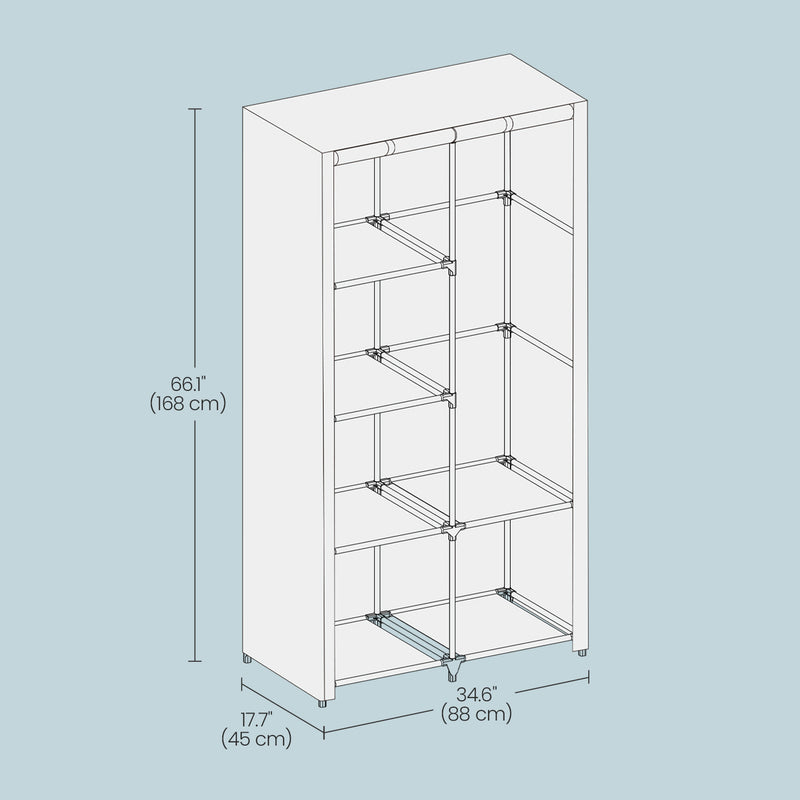 Portable Fabric Wardrobe Closet with Hanging Rail and Shelves for Bedroom Storage by Songmics