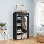 Portable Fabric Wardrobe with Hanging Rail and Storage Shelves for Bedroom by Songmics