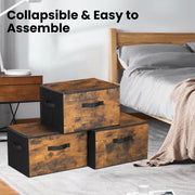 Set of 3 Foldable Fabric Storage Boxes with Handles for Clothes and Shelves by Songmics