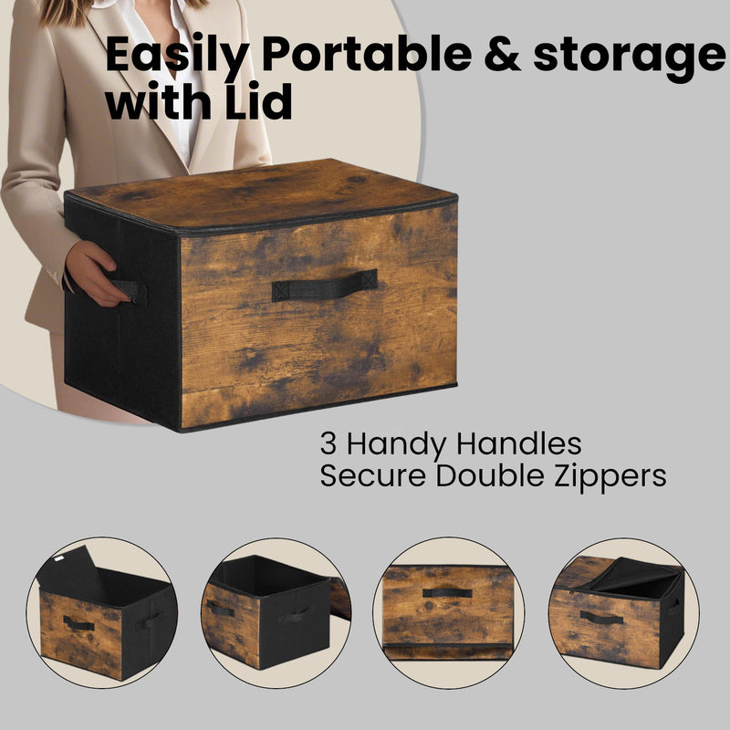 Set of 3 Foldable Fabric Storage Boxes with Handles for Clothes and Shelves by Songmics