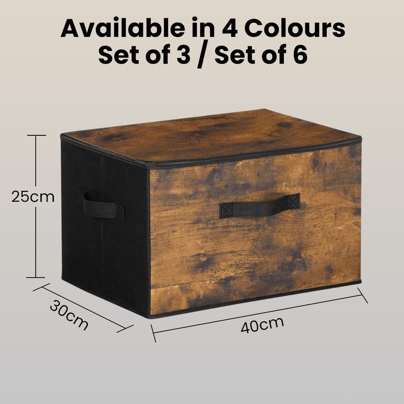 Set of 3 Foldable Fabric Storage Boxes with Handles for Clothes and Shelves by Songmics