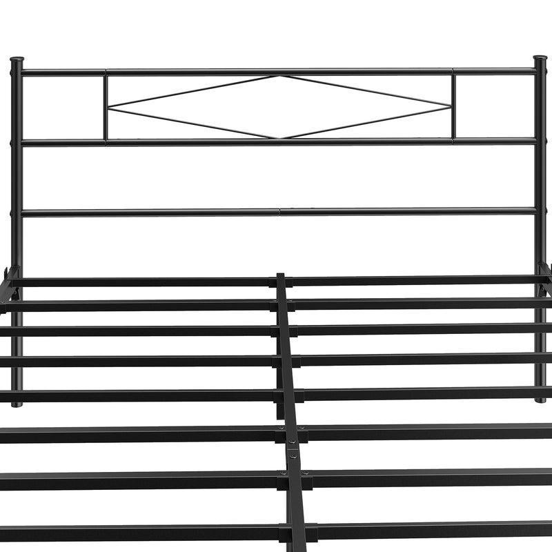 King Size Metal Bed Frame with Under Bed Storage and Stable Support Black