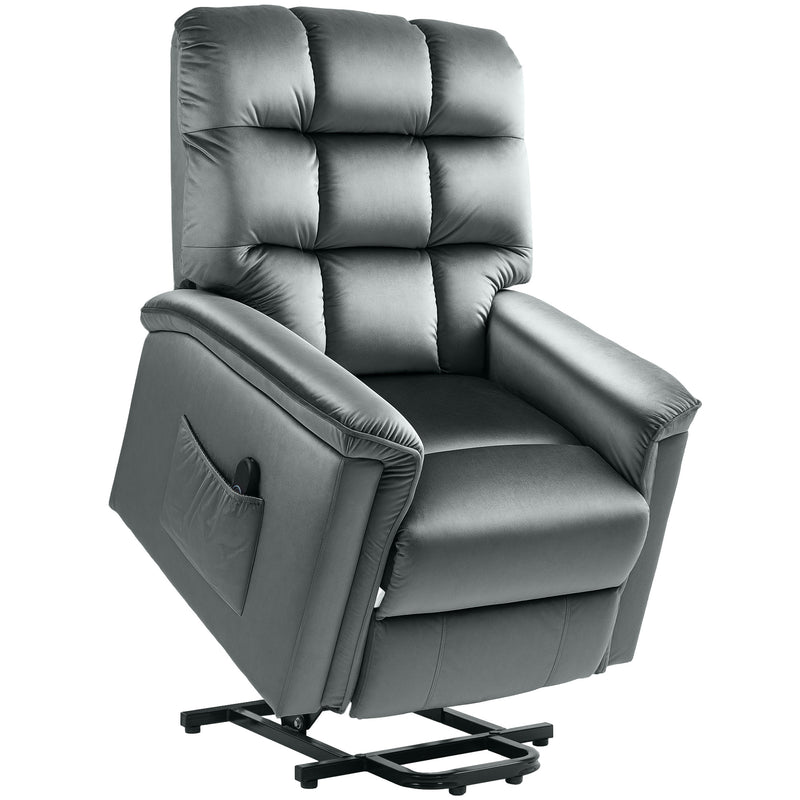 Dark Grey Velvet Feel Electric Lift Recliner Chair for Comfort and Support by HOMCOM