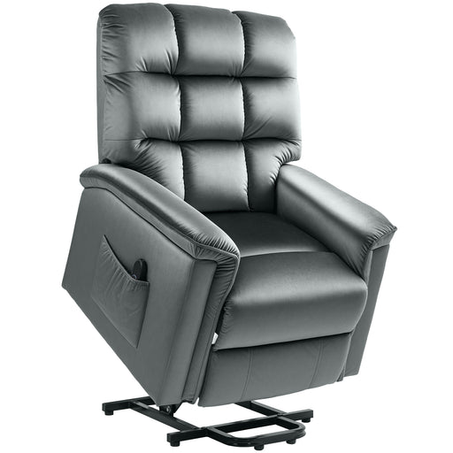 Dark Grey Velvet Feel Electric Lift Recliner Chair for Comfort and Support by HOMCOM