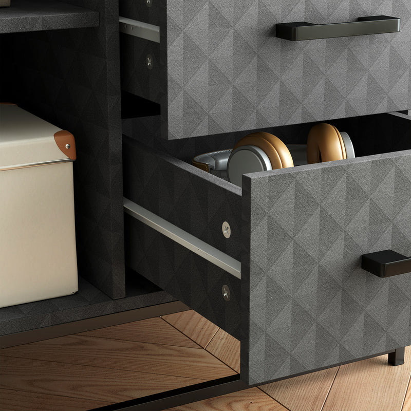 Grey Freestanding Sideboard with Adjustable Shelf Drawers and Open Storage Compartment by HOMCOM