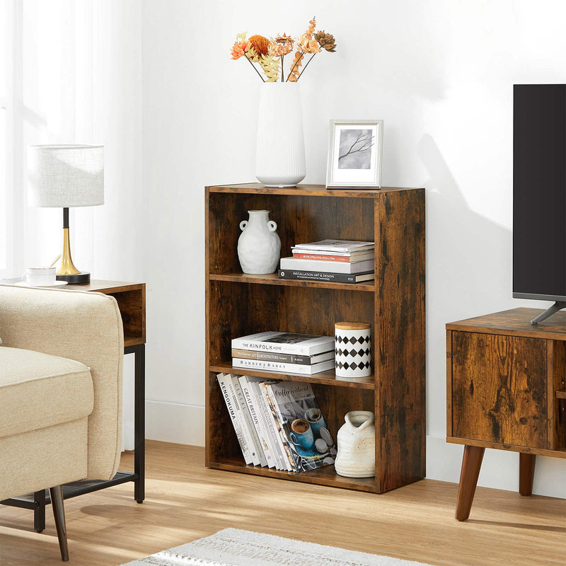 3 Tier Wooden Bookcase with Open Storage Shelves for Home or Office by Vasagle