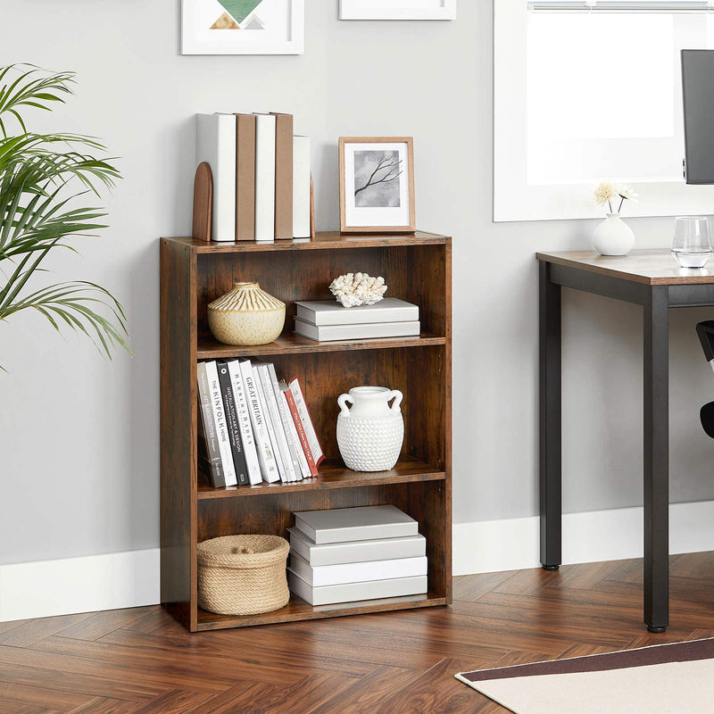 3 Tier Wooden Bookcase with Open Storage Shelves for Home or Office by Vasagle
