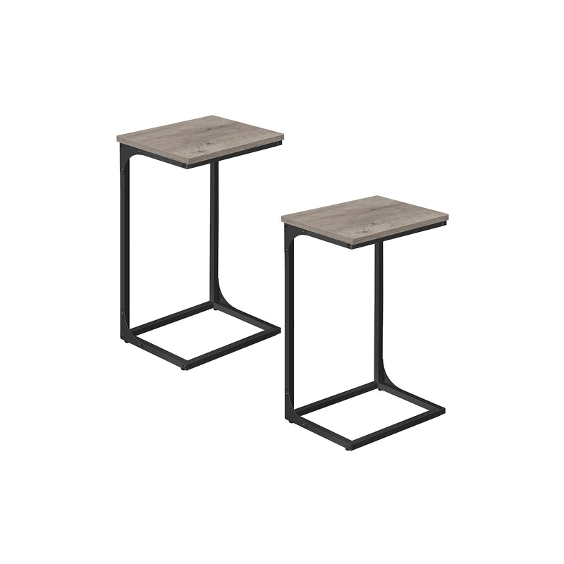 Set of 2 C Shaped Side Tables in Heather Greige and Black for Sofa or Bedside Use by Vasagle