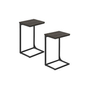 Set of 2 C Shaped Side Tables 66 cm High in Grey Oak and Black for Sofa or Bed by Vasagle