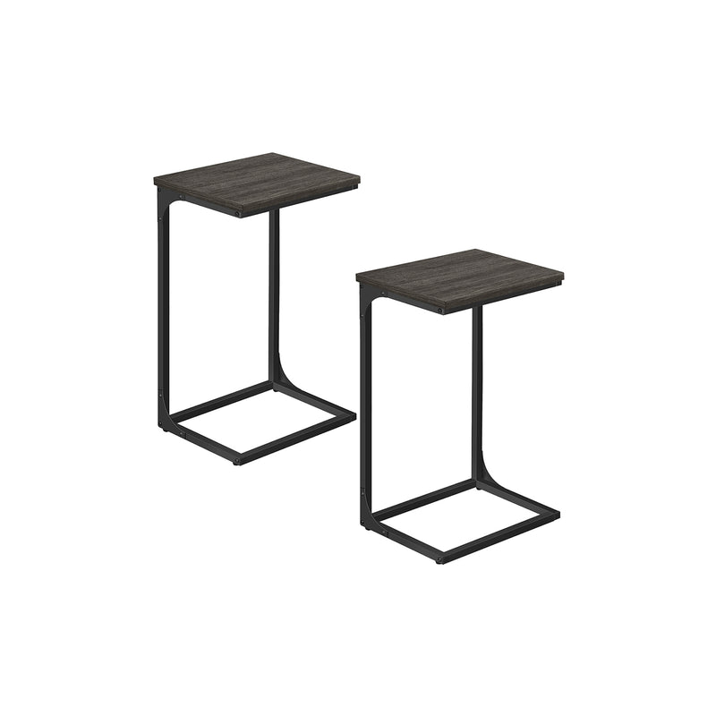 Set of 2 C Shaped Side Tables 66 cm High in Grey Oak and Black for Sofa or Bed by Vasagle