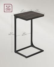 Set of 2 C Shaped Side Tables 66 cm High in Grey Oak and Black for Sofa or Bed by Vasagle