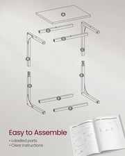 Set of 2 C Shaped Side Tables 66 cm High in Grey Oak and Black for Sofa or Bed by Vasagle