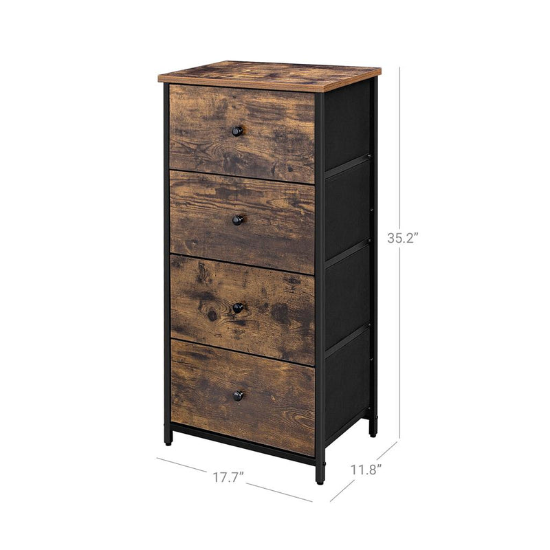 4 Drawer Fabric Storage Unit with Metal Frame for Bedroom or Office by Songmics