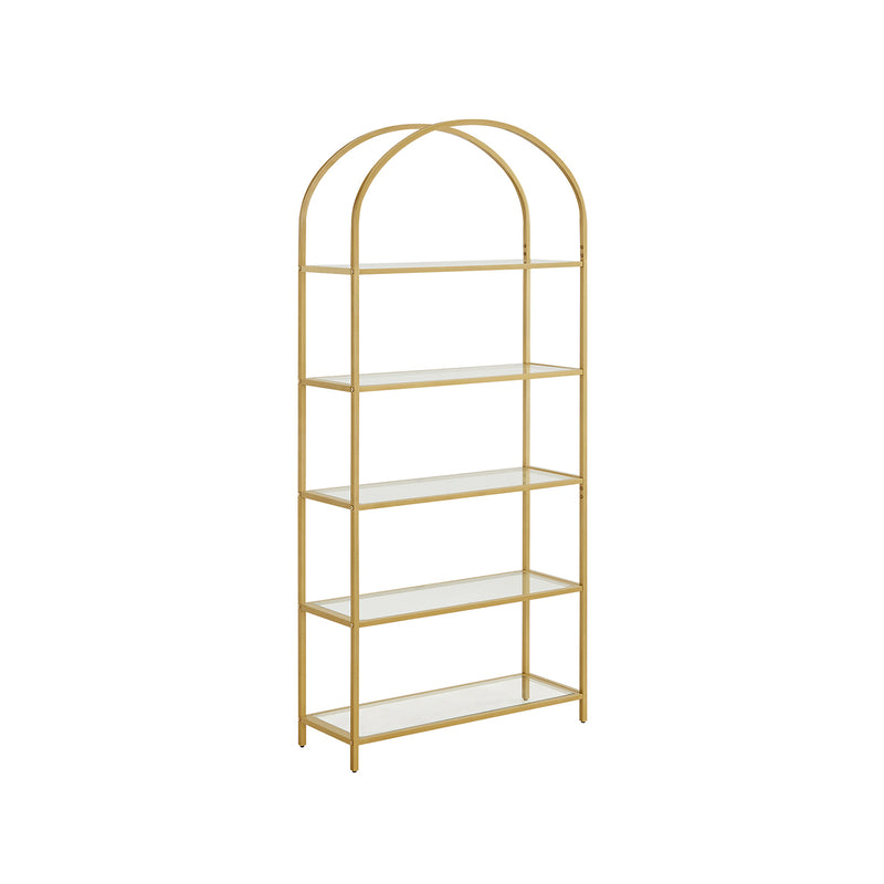 Gold Ladder Shelving Unit with 4 Tier Open Storage for Living Room or Office by Vasagle