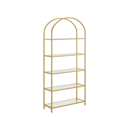 Gold Ladder Shelving Unit with 4 Tier Open Storage for Living Room or Office by Vasagle