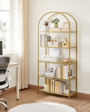 Gold Ladder Shelving Unit with 4 Tier Open Storage for Living Room or Office by Vasagle
