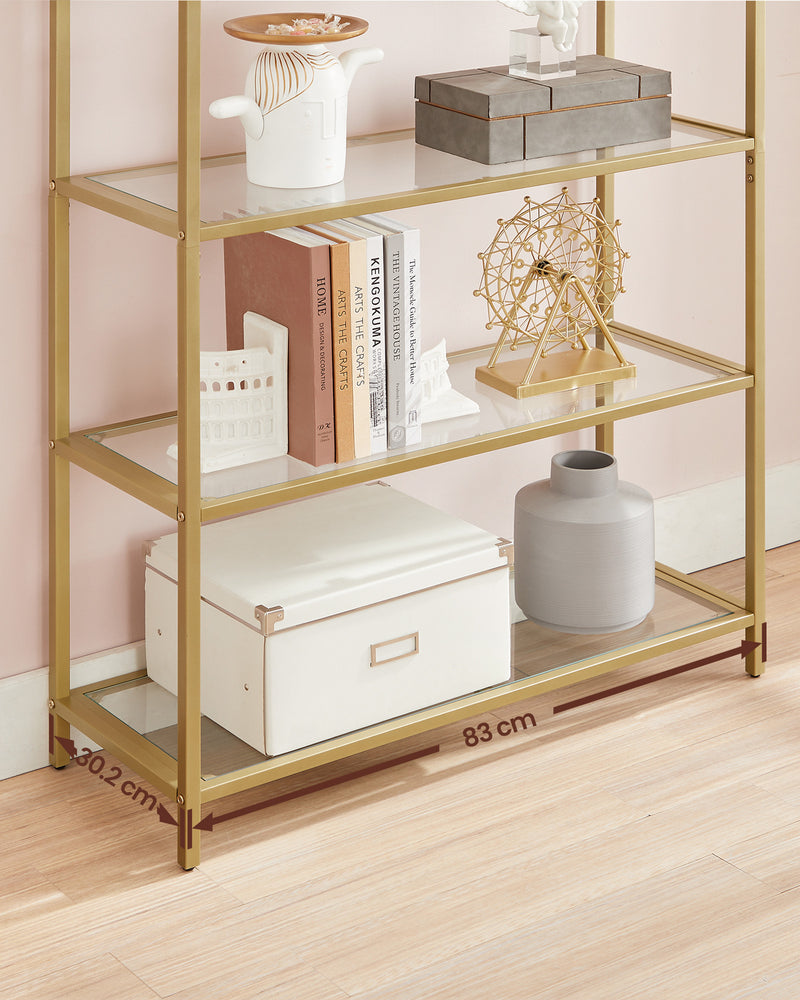 Gold Ladder Shelving Unit with 4 Tier Open Storage for Living Room or Office by Vasagle