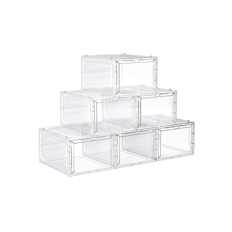 Stackable White Shoe Storage Boxes for Organised Entryway or Wardrobe by Songmics